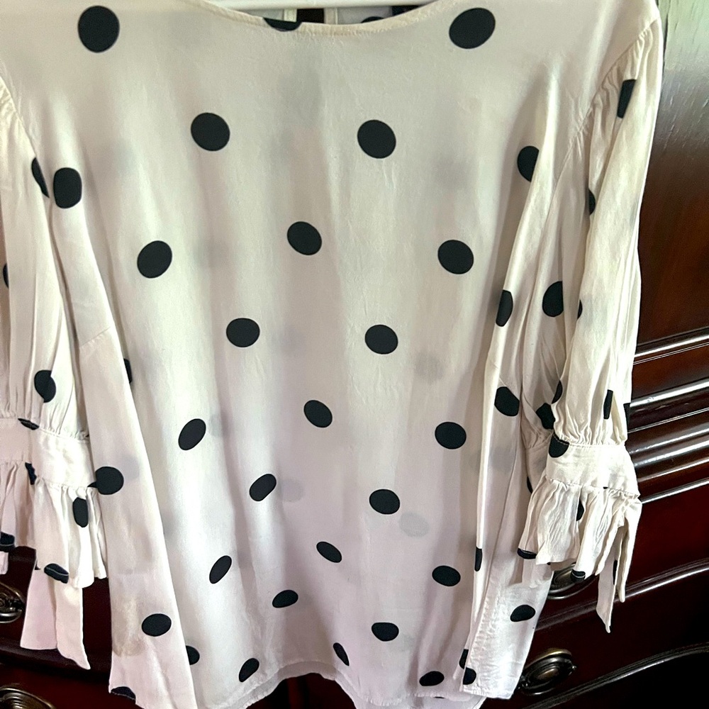 Ann Taylor Black Polka Dot with Te Sleeves
